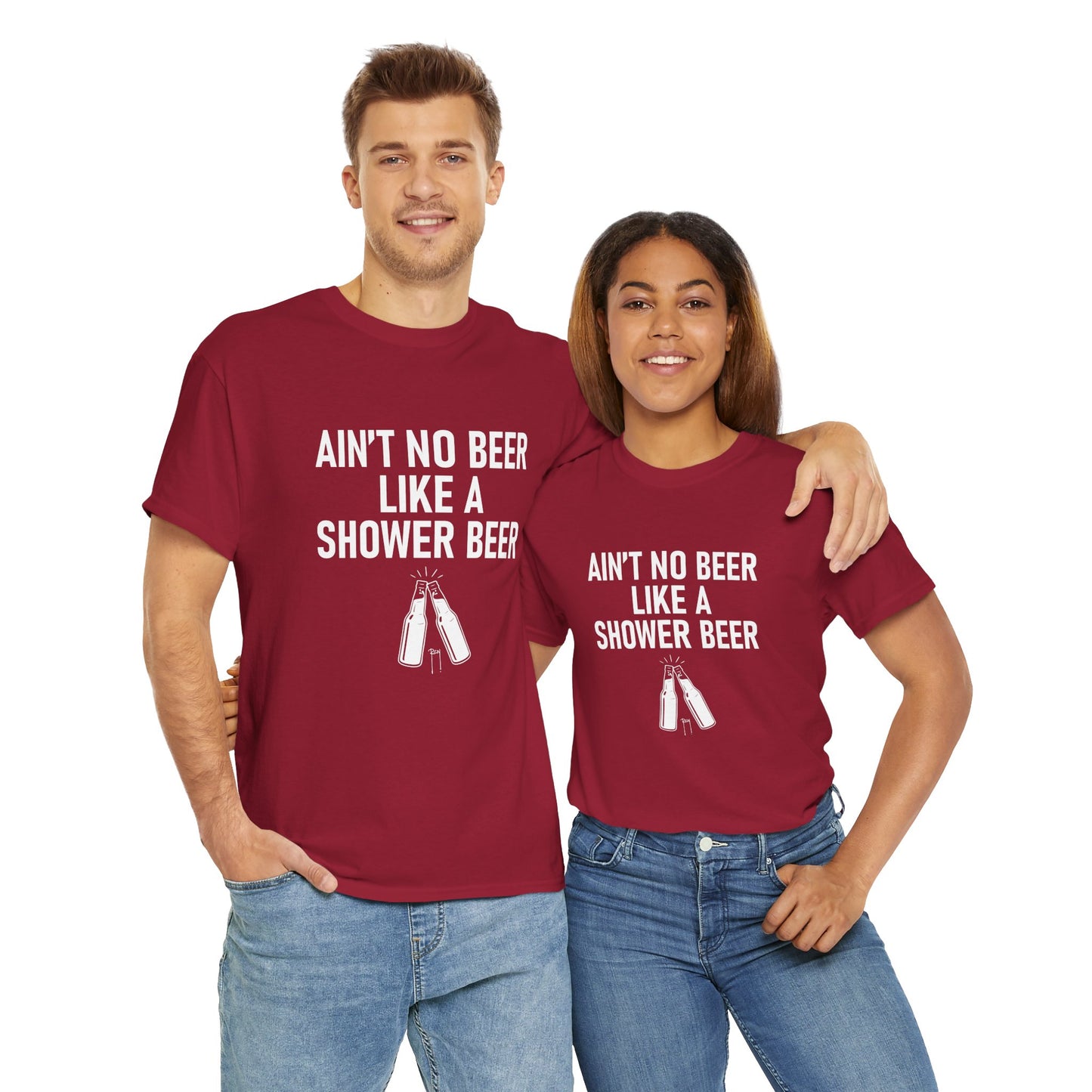 Shower Beer Tee - Fun Unisex Cotton Shirt, Casual Wear, Gift for Beer Lovers, Moms/Dads, Brides/Grooms, & More