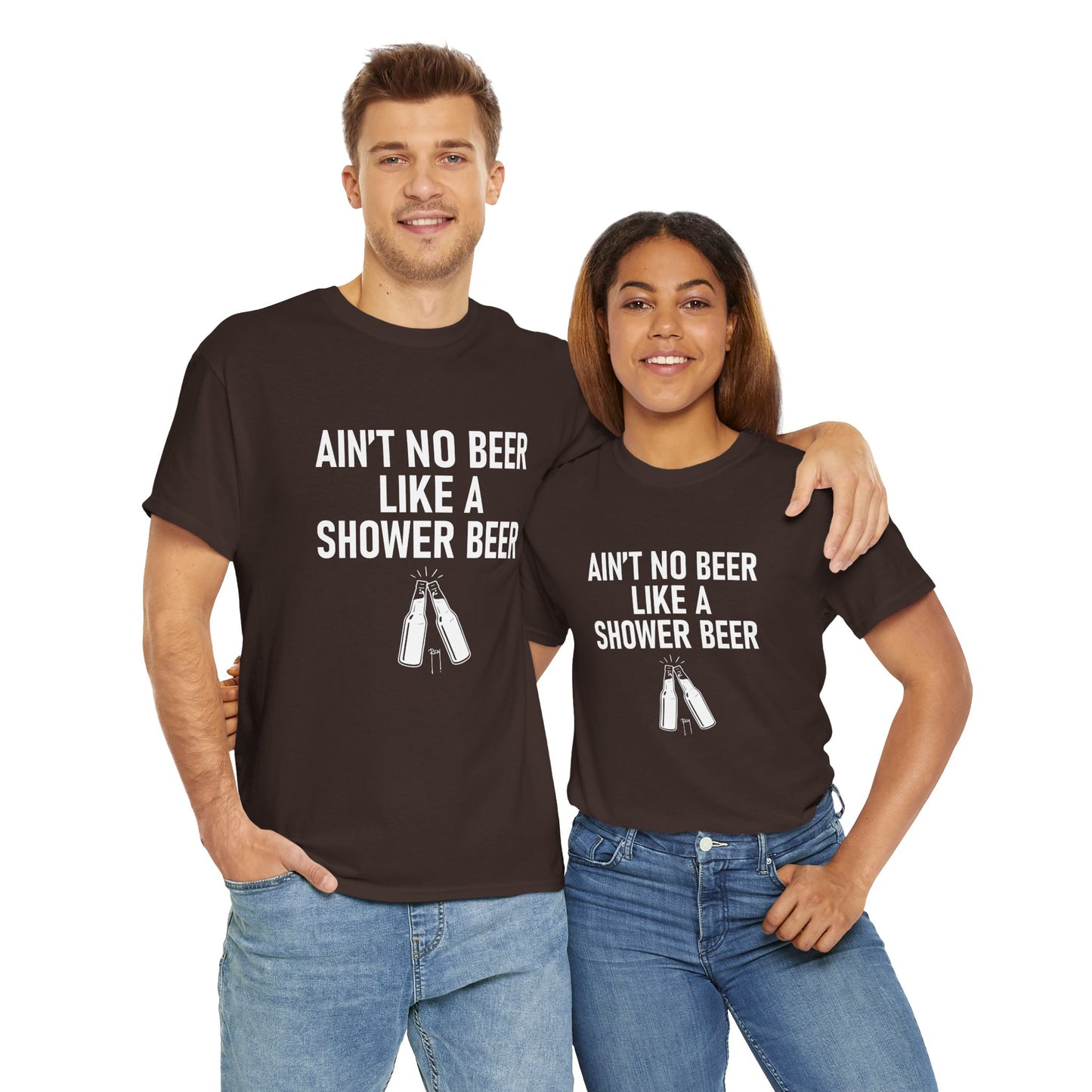 Shower Beer Tee - Fun Unisex Cotton Shirt, Casual Wear, Gift for Beer Lovers, Moms/Dads, Brides/Grooms, & More
