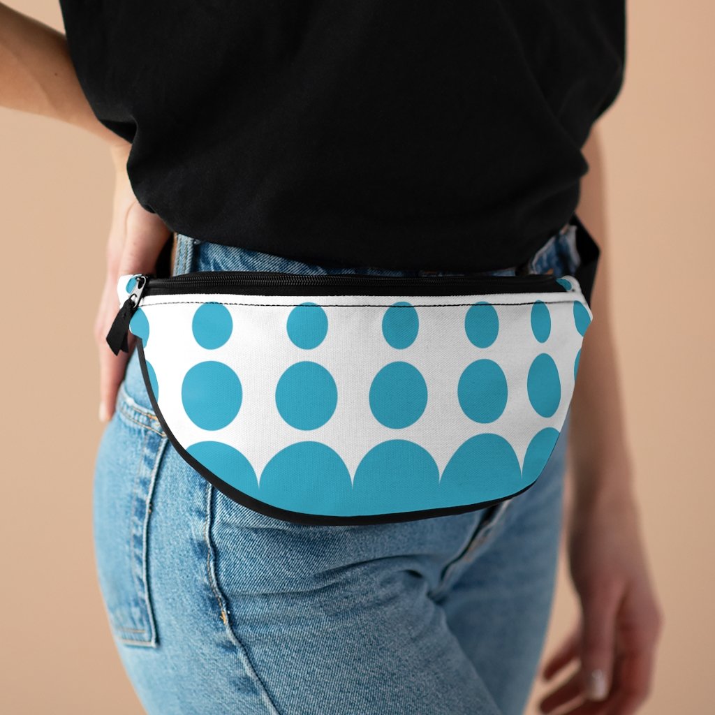 A person wears a hip pack with the Dots pattern by My Friend Ren