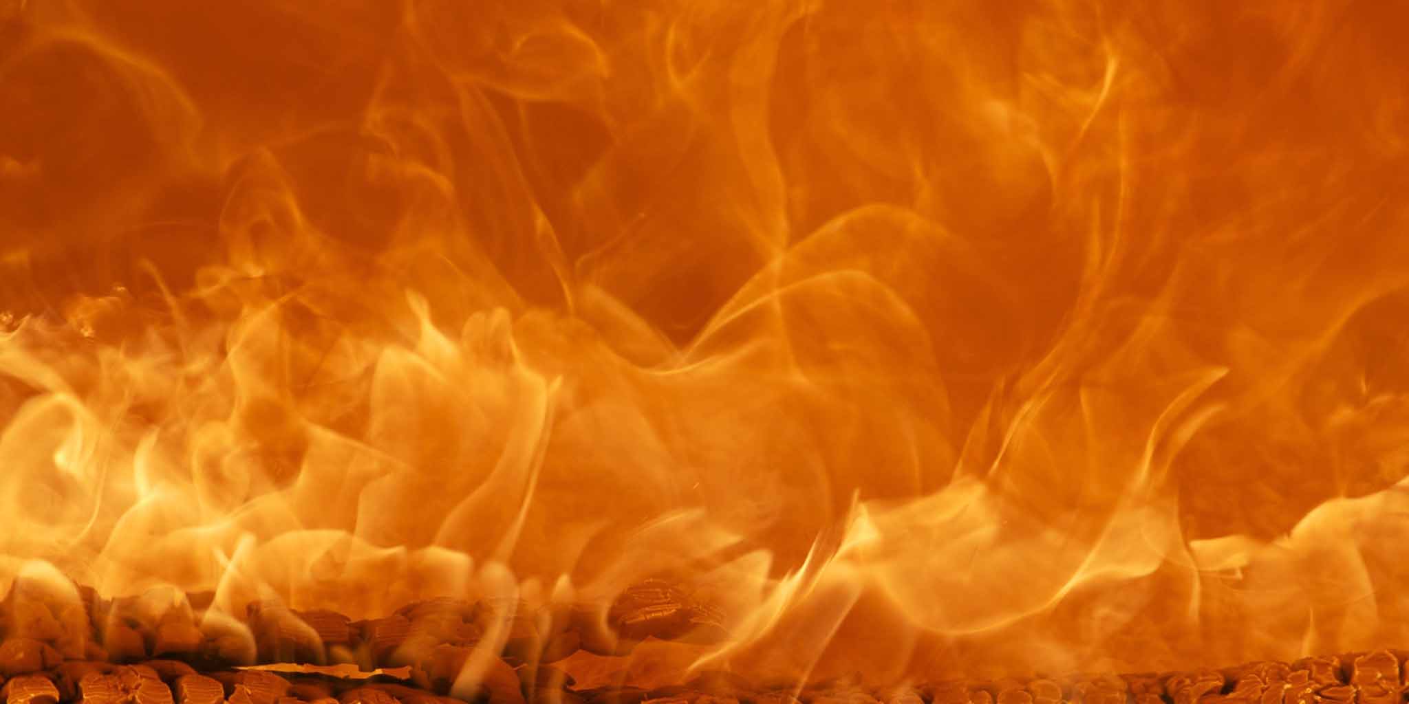Closeup of a blazing hot orange fire