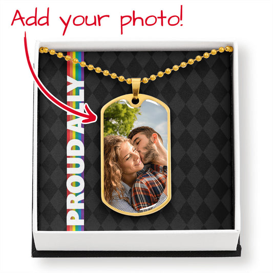 Custom Photo Dog Tag with Ball Chain Necklace - Proud Ally