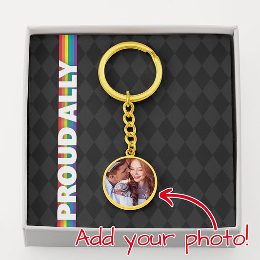 Custom Photo Circle Keychain - Proud Ally