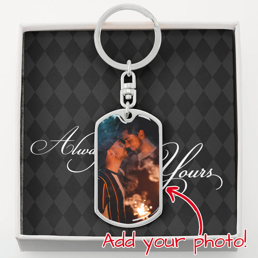 Custom Photo Dog Tag Keychain - Always Yours