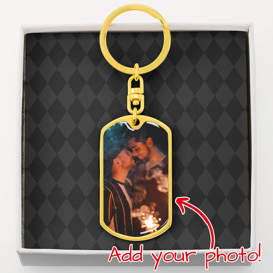 Custom Photo Dog Tag Keychain - No message