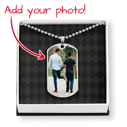 Custom Photo Dog Tag with Ball Chain Necklace - No message